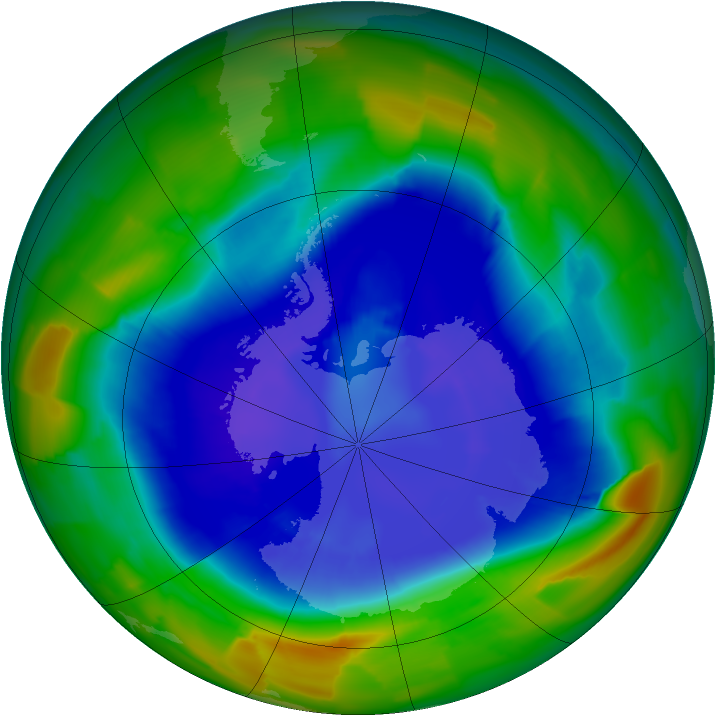 Antarctic ozone map for 08 September 2011